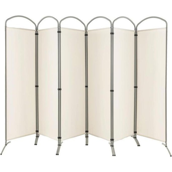 GIANTEX Paravent à 6 Panneaux Pliable- 331 x 188 cm-Closion/Séparateur de Pièce- Cadre en Fer- pour Extérieur/Intérieur- Beige