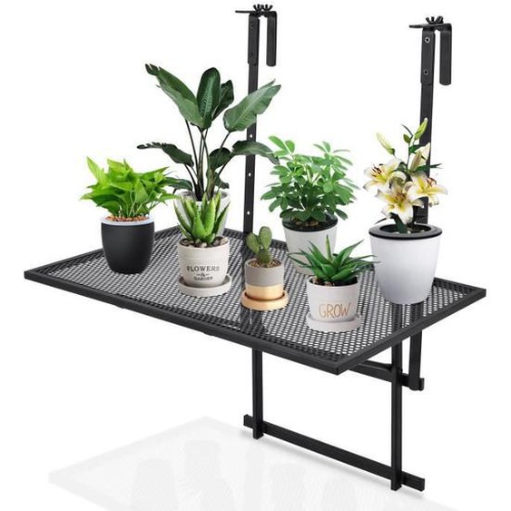 GIANTEX Table de Balcon Suspendue Pliante en Fer avec 5 Niveaux de Hauteur Réglable, Support Anti-Rouille Charge Max 20kg
