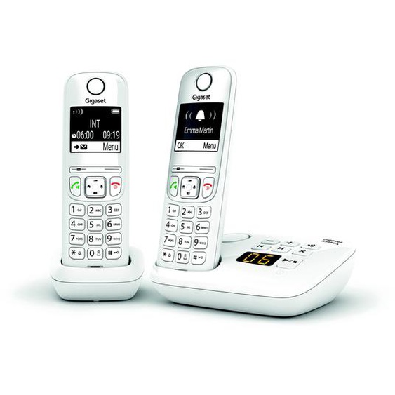 Gigaset Téléphone sans fil AS690A Duo avec répondeur - Blanc