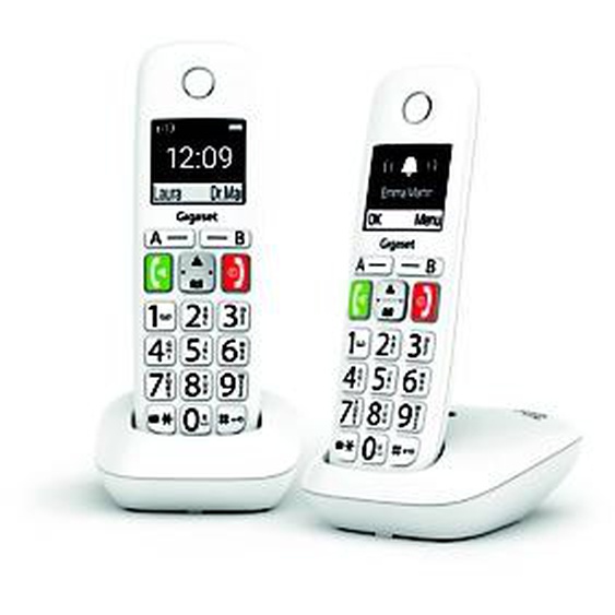 Gigaset Téléphone sans fil DECT E290 Duo grandes touches - Blanc