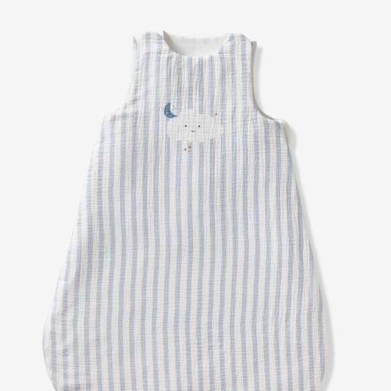 Gigoteuse été en gaze de coton DANS LES NUAGES rayé bleu