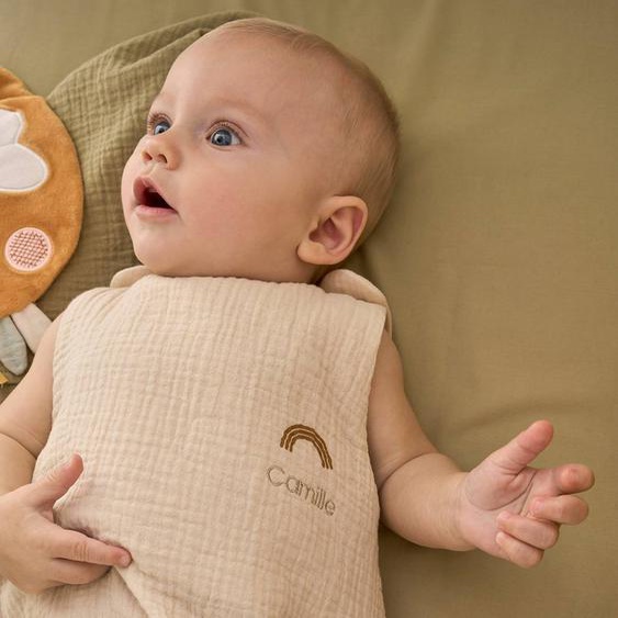 Gigoteuse été sans doublure en gaze de coton Bio*, personnalisable vanille