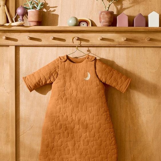 Gigoteuse hiver quiltée manches amovibles en gaze de coton bio* NUITS DE RÊVE caramel