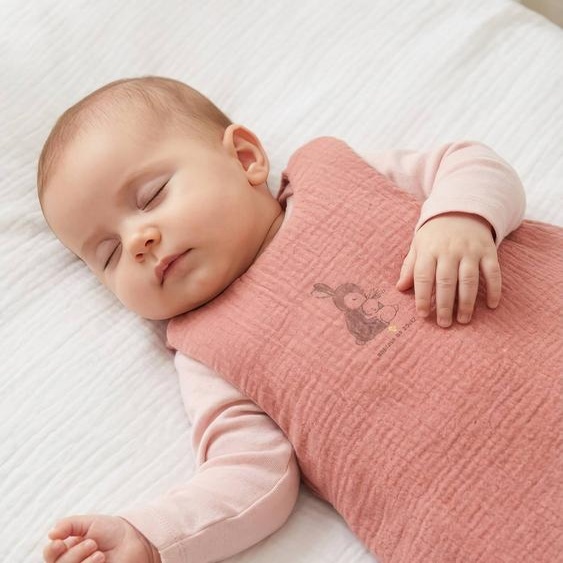 Gigoteuse sans manches en gaze de coton LAPIN vieux rose