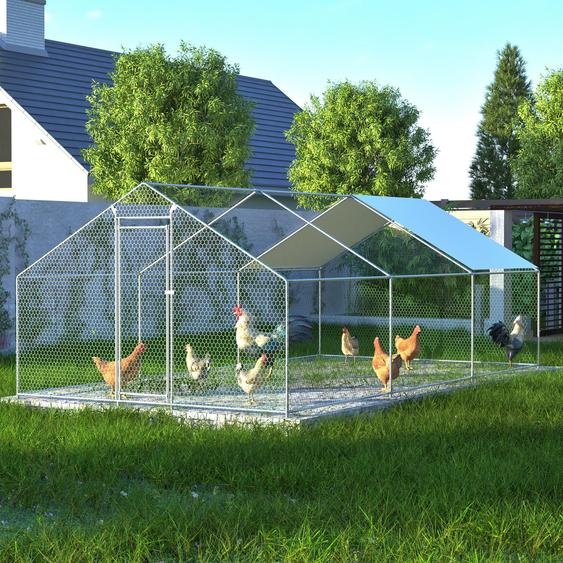 GIHAUVIA Enclos pour poulailler 3 x 6 x 2 m enclos pour animaux en plein air avec toit en polyéthylène
