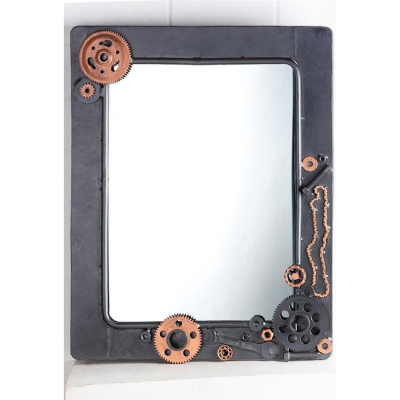 Gilde Spiegel, rechteckig, Ruby, Zahnradmotiv, Metall, schwarz, VE 1, L. 7 cm, B. 61 cm, H. 77 cm 68959 4063387689592