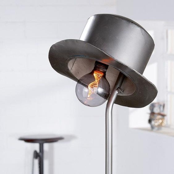 Gilde Tischleuchte, Hut, Hutmotiv, Metall, silberfarben, VE 1, L. 32 cm, B. 32 cm, H. 68 cm  68815