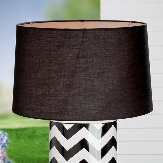Lampe de table Gilde, modèle Illusion, design en zigzag, en céramique, noire, emballage de 1 pièce, L. 40 cm, l. 42 cm, H. 64,5 cm. Référence : 28888, code EAN : 4063387288887