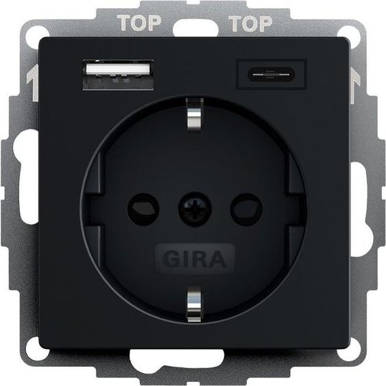 Gira Steckdose+USB Schwarz 2459005 (2459005)