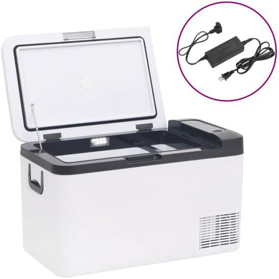 Glacière avec poignée et adaptateur noir et blanc 25 L PP et PE