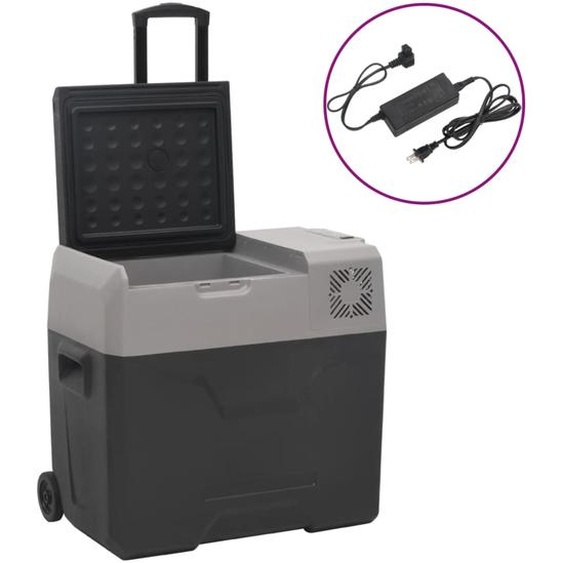 Glacière avec roue et adaptateur noir et gris 30L polypropylène