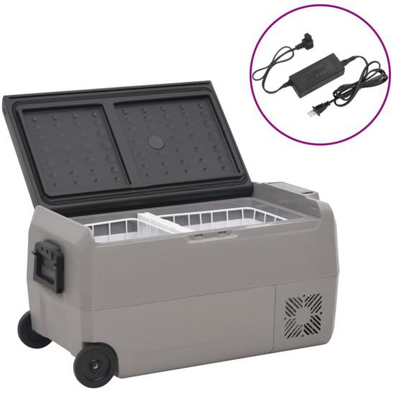 Glacière avec roue et adaptateur noir et gris 36 L PP et PE