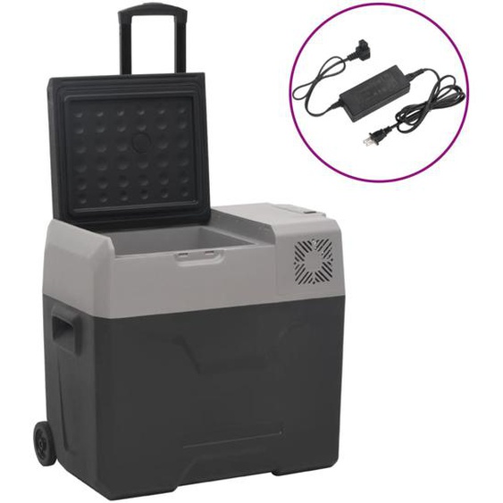 Glacière avec roue et adaptateur noir et gris 40L polypropylène