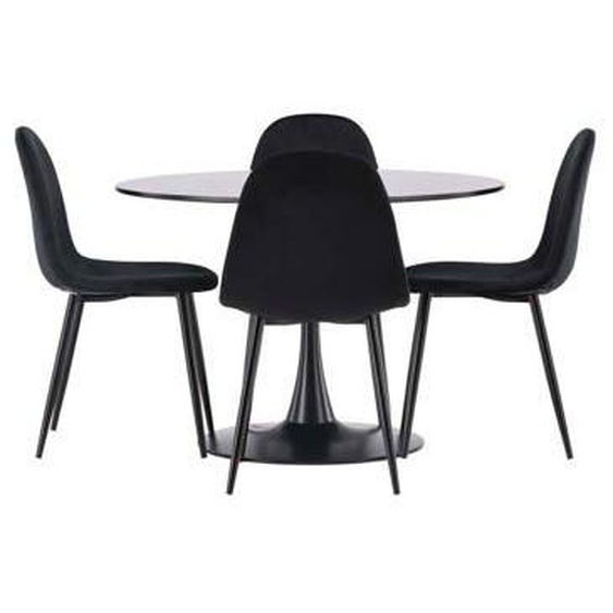 Glade ensemble pour salle à manger table noir et 4 Polar chaises noir.