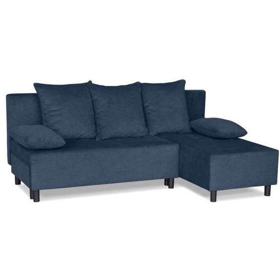 Gloria - canapé dangle réversible 4 places convertible avec coffre en tissu texturé - Bleu