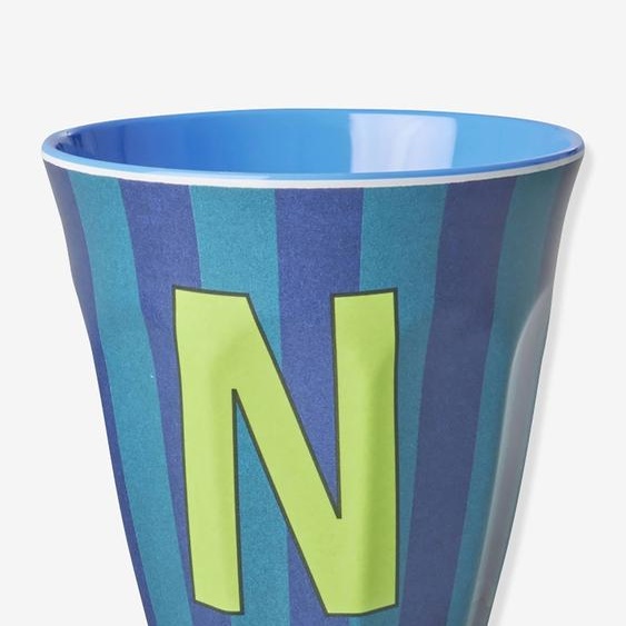 Gobelet en mélamine à rayures, lettre N rice, taille moyenne 250 ml multicolore