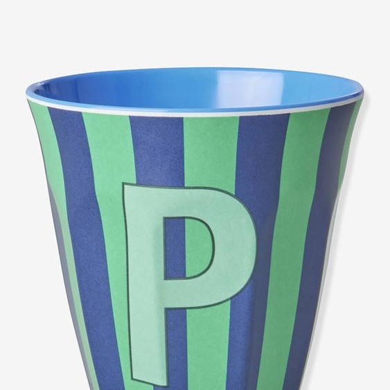 Gobelet en mélamine à rayures, lettre P rice, taille moyenne 250 ml multicolore