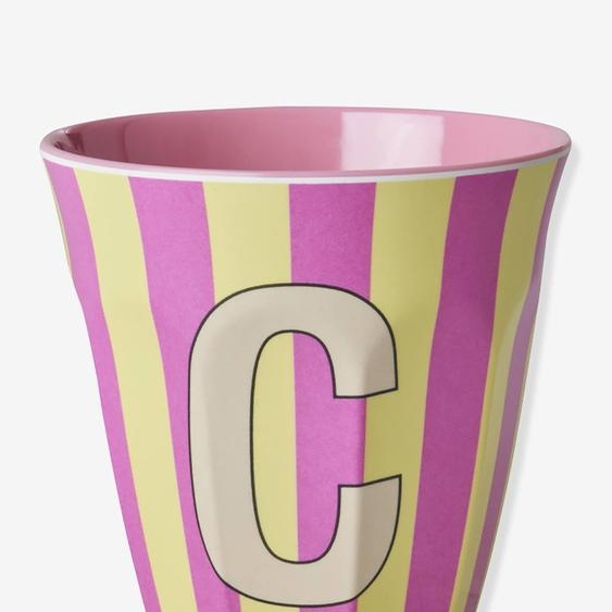 Gobelet en mélamine rayé LETTRE C rice, Medium 250 ml multicolore