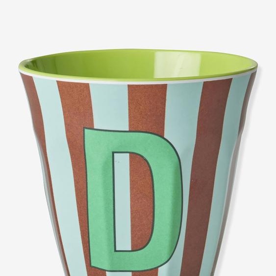 Gobelet en mélamine rayé LETTRE D rice, Medium 250 ml multicolore