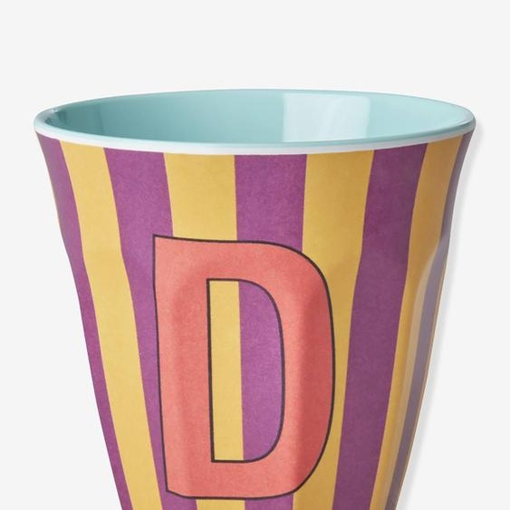 Gobelet en mélamine rayé LETTRE D rice, Medium 250 ml multicolore