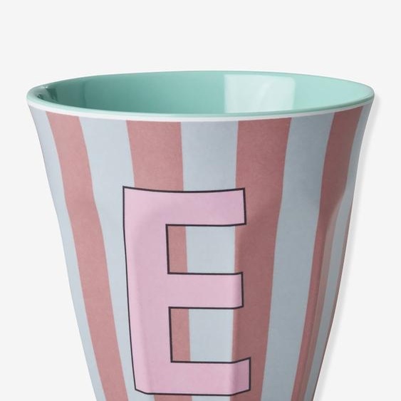 Gobelet en mélamine rayé LETTRE E rice, Medium 250 ml multicolore
