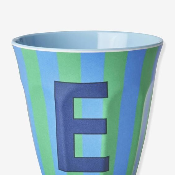 Gobelet en mélamine rayé LETTRE E rice, Medium 250 ml multicolore