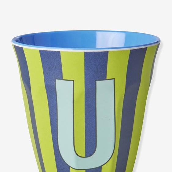 Gobelet en mélamine rayé LETTRE U rice, Medium 250 ml multicolore