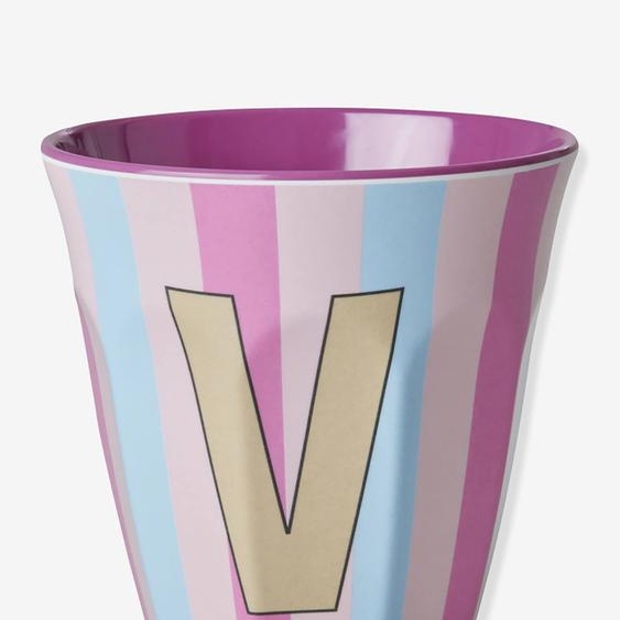 Gobelet en mélamine rayé LETTRE V rice, Medium 250 ml multicolore