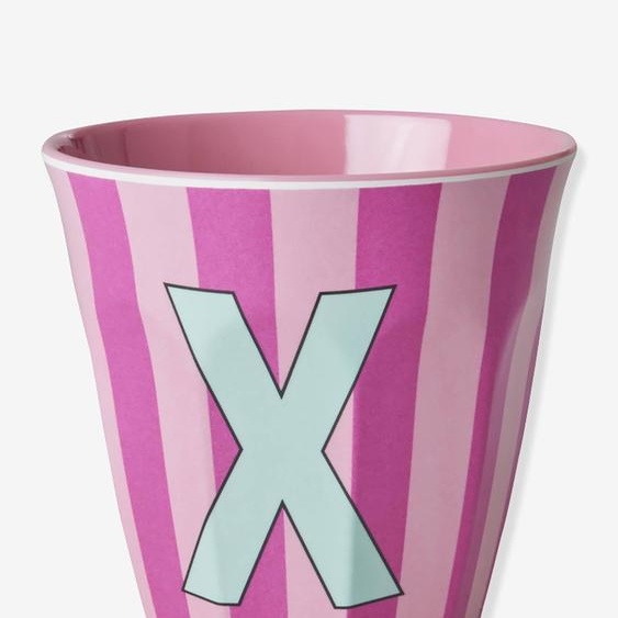 Gobelet en mélamine rayé LETTRE X rice, Medium 250 ml multicolore