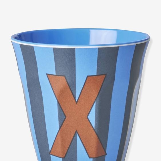 Gobelet en mélamine rayé LETTRE X rice, Medium 250 ml multicolore
