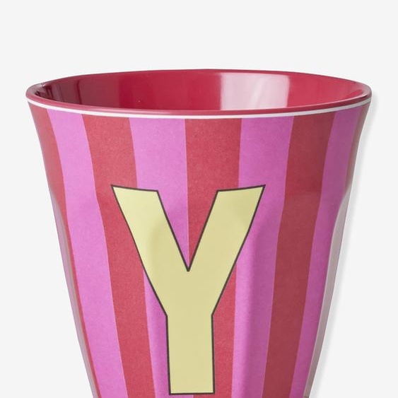 Gobelet en mélamine rayé LETTRE Y rice, Medium 250 ml multicolore