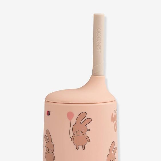 Gobelet en silicone avec paille Ellis - rose pâle