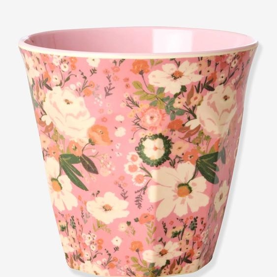 Gobelet moyen en mélamine ALISON FLOWER rice, 250 ml blush