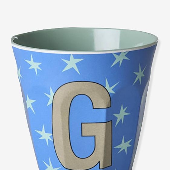 Gobelet moyen en mélamine avec étoiles LETTRE G rice, 250 ml multicolore