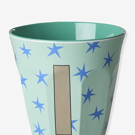 Gobelet moyen en mélamine avec étoiles LETTRE I rice, 250 ml multicolore