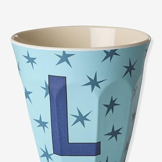 Gobelet moyen en mélamine avec étoiles LETTRE L rice, 250 ml multicolore