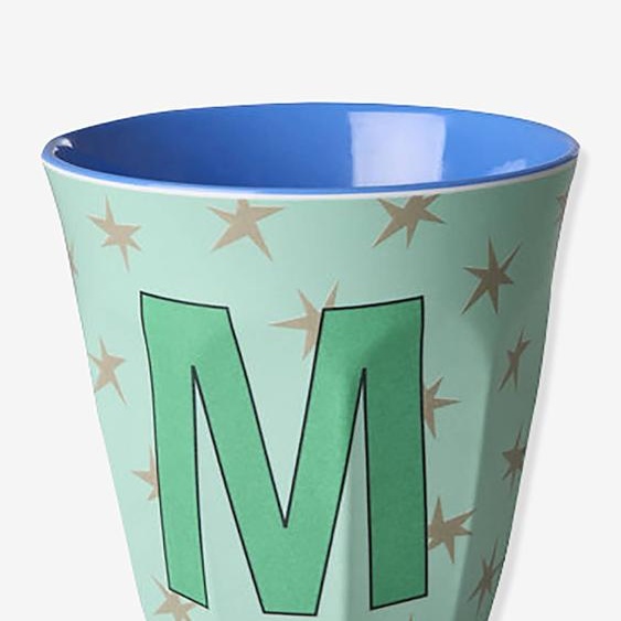 Gobelet moyen en mélamine avec étoiles LETTRE M rice, 250 ml multicolore