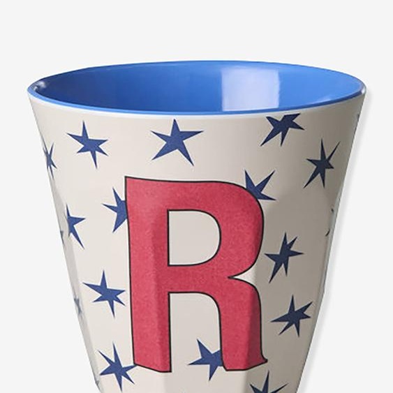 Gobelet moyen en mélamine avec étoiles LETTRE R rice, 250 ml multicolore