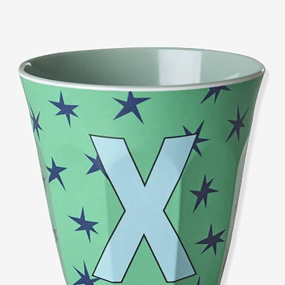 Gobelet moyen en mélamine avec étoiles LETTRE X rice, 250 ml multicolore