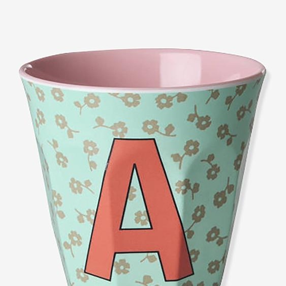 Gobelet moyen en mélamine avec fleurs LETTRE A rice, 250 ml multicolore
