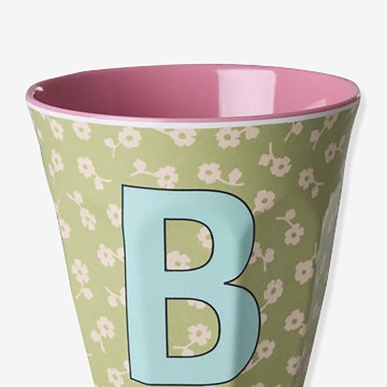 Gobelet moyen en mélamine avec fleurs LETTRE B rice, 250 ml multicolore