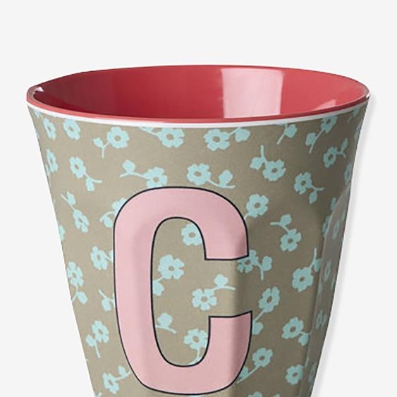 Gobelet moyen en mélamine avec fleurs LETTRE C rice, 250 ml multicolore
