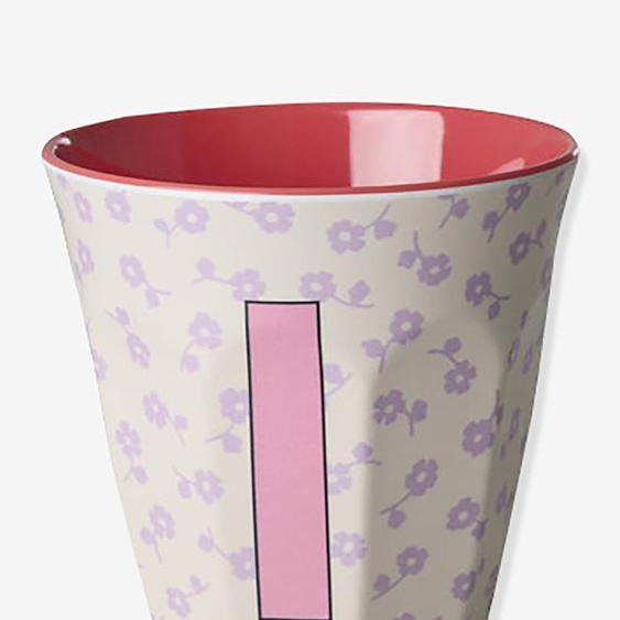 Gobelet moyen en mélamine avec fleurs LETTRE I rice, 250 ml multicolore