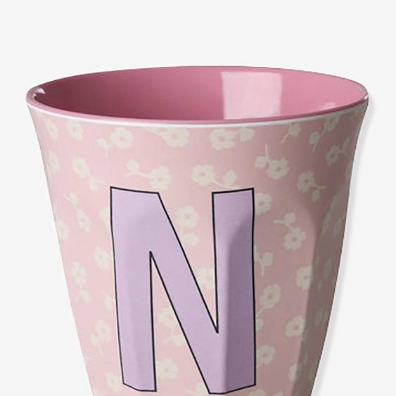 Gobelet moyen en mélamine avec fleurs LETTRE N rice, 250 ml multicolore