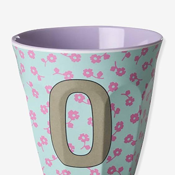 Gobelet moyen en mélamine avec fleurs LETTRE O rice, 250 ml multicolore
