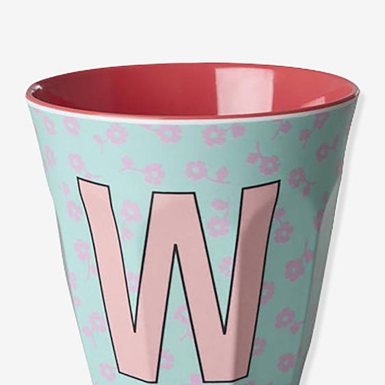 Gobelet moyen en mélamine avec fleurs LETTRE W rice, 250 ml multicolore