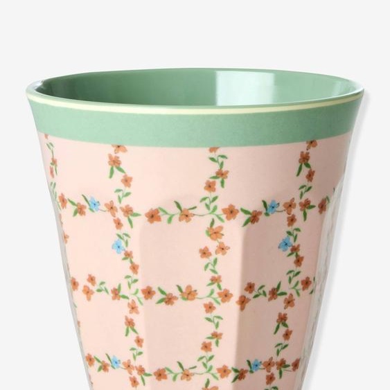 Gobelet moyen en mélamine CHECKERED STENCIL rice, 250 ml rose