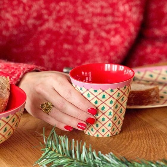 Gobelet moyen en mélamine DIAMOND CHRISTMAS TREE rice, 250 ml beige