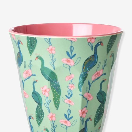 Gobelet moyen en mélamine PEACOCK POWER rice, 250 ml menthe