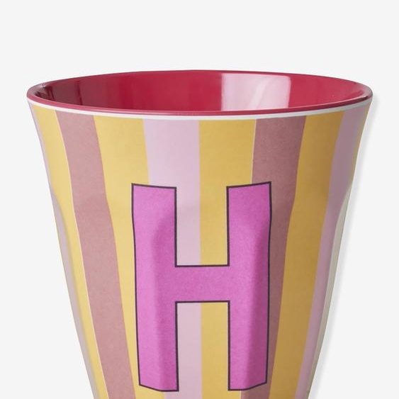 Gobelet rayé en mélamine LETTRE H rice, Medium 250 ml multicolore